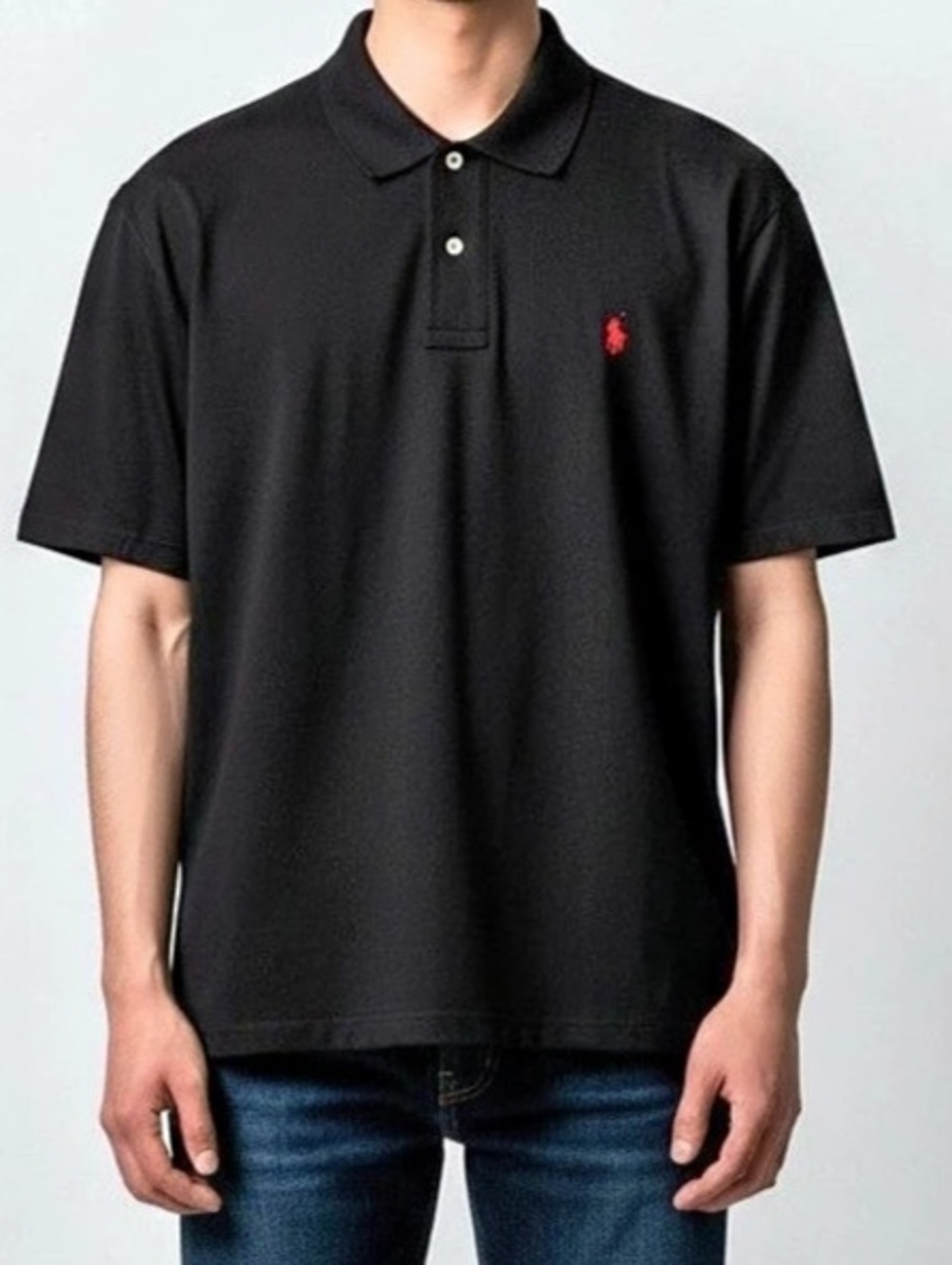 POLO Ralph LaurenClassic Fit Mesh 100% kick Cotton Polo Shirt Black Boys Sz L